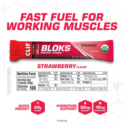 Clif Bloks Energy Chews - Strawberry Flavor
